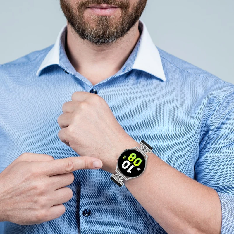 Mega Fantastisch Samsung Galaxy Watch Active 2 - 40mm / Samsung Galaxy Watch Active 2 - 44mm Echtes Leder Und Metall Universell Armband