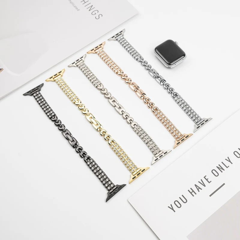 Unglaublich Süß Apple Smartwatch Metall Und Strass Universell Armband