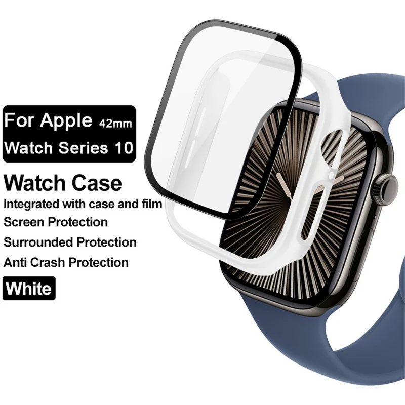 Weich Apple Watch Series 10 42mm Hülle mit Displayschutz in Glas und Silikon