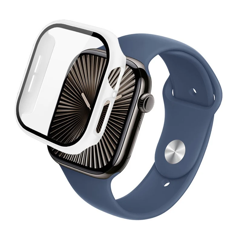 Weich Apple Watch Series 10 42mm Hülle mit Displayschutz in Glas und Silikon