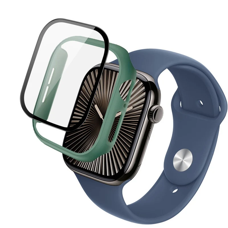 Weich Apple Watch Series 10 42mm Hülle mit Displayschutz in Glas und Silikon