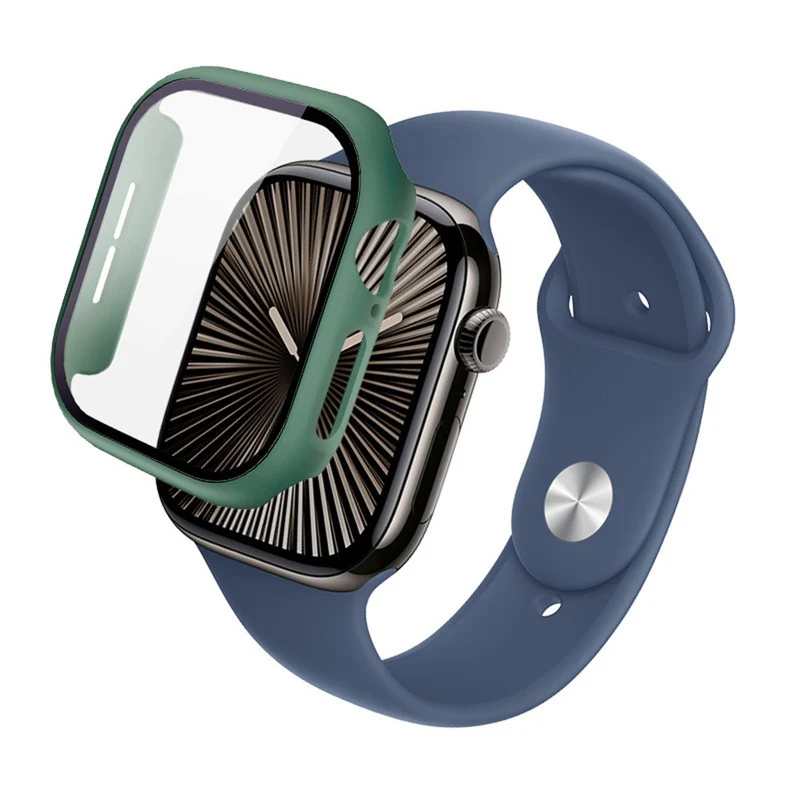 Weich Apple Watch Series 10 42mm Hülle mit Displayschutz in Glas und Silikon