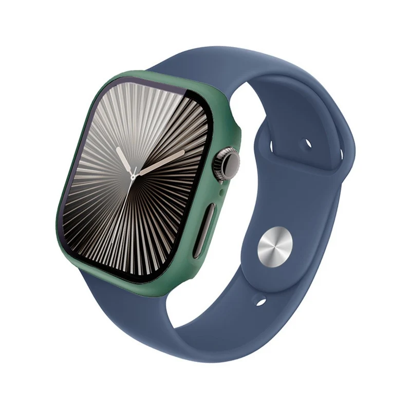 Weich Apple Watch Series 10 42mm Hülle mit Displayschutz in Glas und Silikon