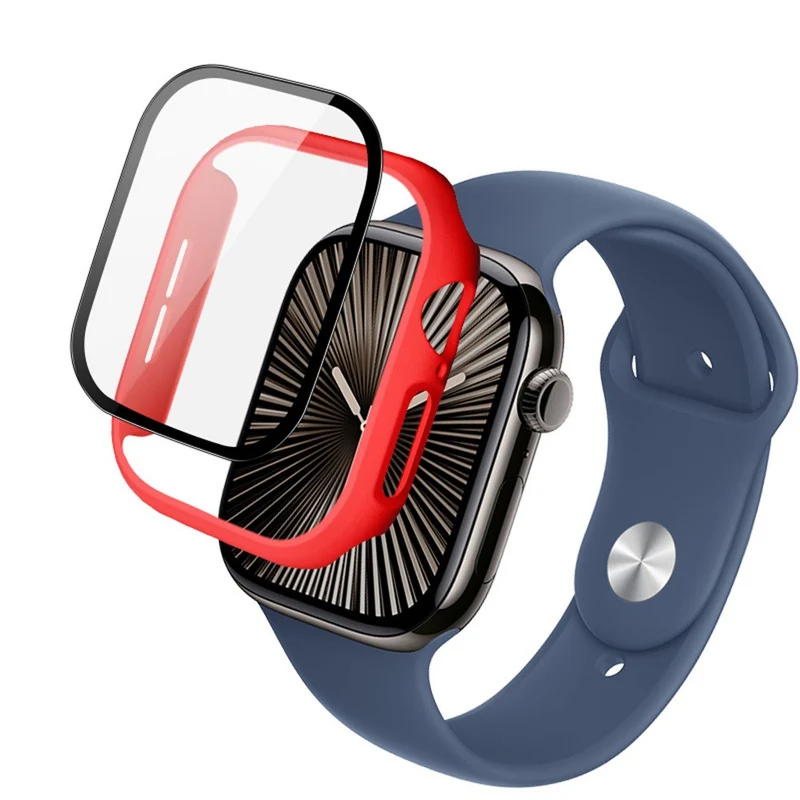 Weich Apple Watch Series 10 42mm Hülle mit Displayschutz in Glas und Silikon