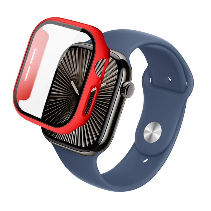 Weich Apple Watch Series 10 42mm Hülle mit Displayschutz in Glas und Silikon