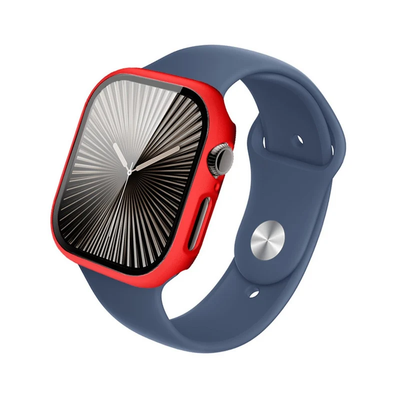 Weich Apple Watch Series 10 42mm Hülle mit Displayschutz in Glas und Silikon