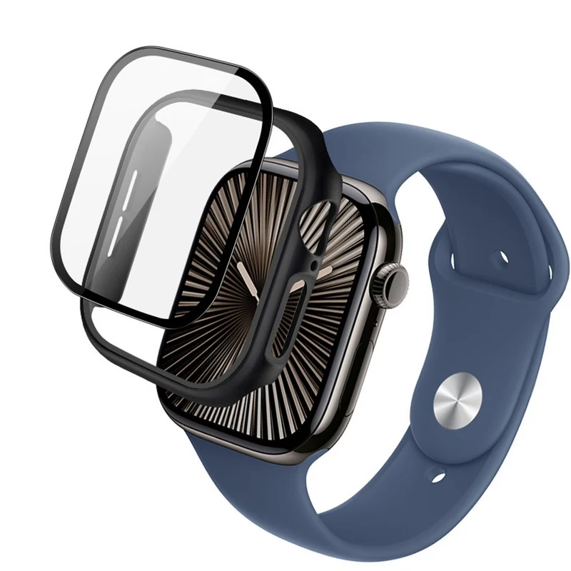 Weich Apple Watch Series 10 42mm Hülle mit Displayschutz in Glas und Silikon