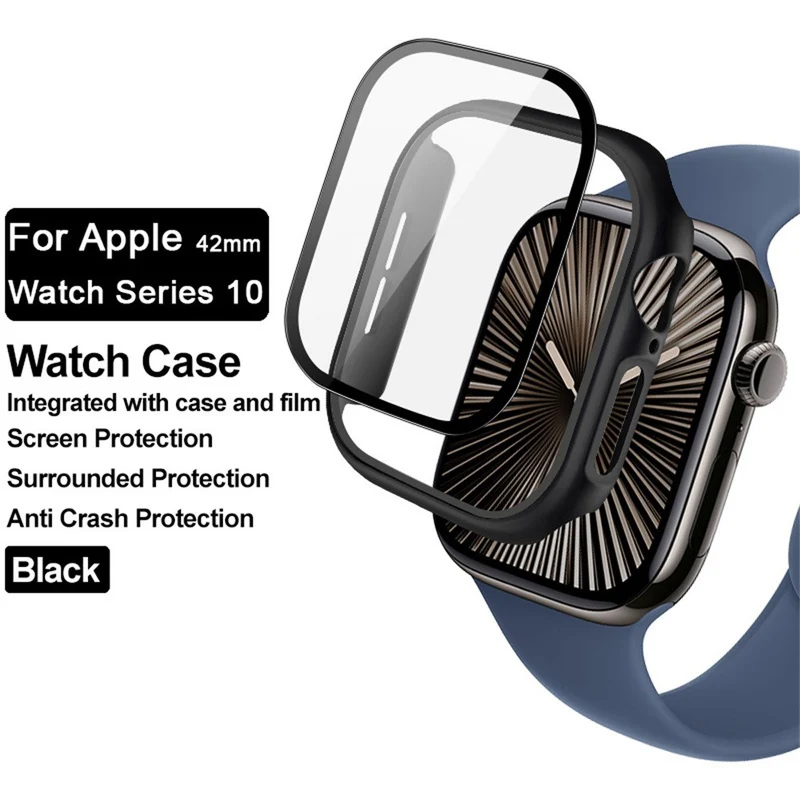 Weich Apple Watch Series 10 42mm Hülle mit Displayschutz in Glas und Silikon