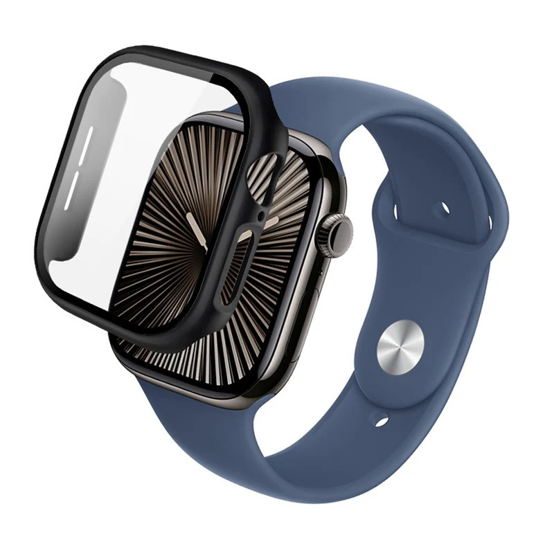 Weich Apple Watch Series 10 42mm Hülle mit Displayschutz in Glas und Silikon