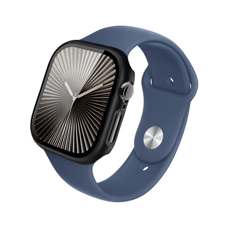 Weich Apple Watch Series 10 42mm Hülle mit Displayschutz in Glas und Silikon