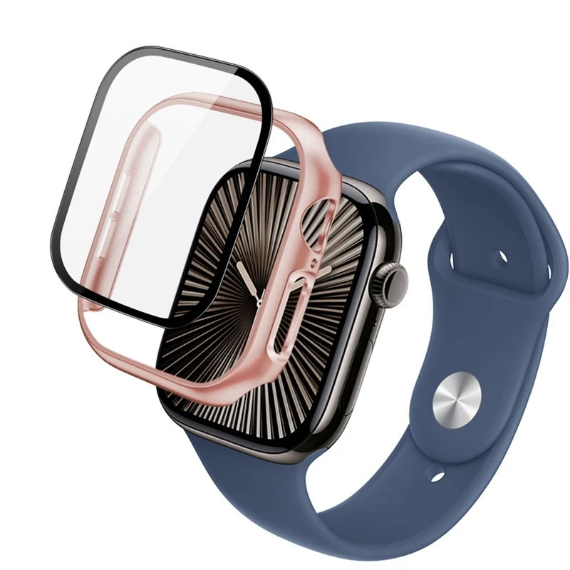 Weich Apple Watch Series 10 42mm Hülle mit Displayschutz in Glas und Silikon