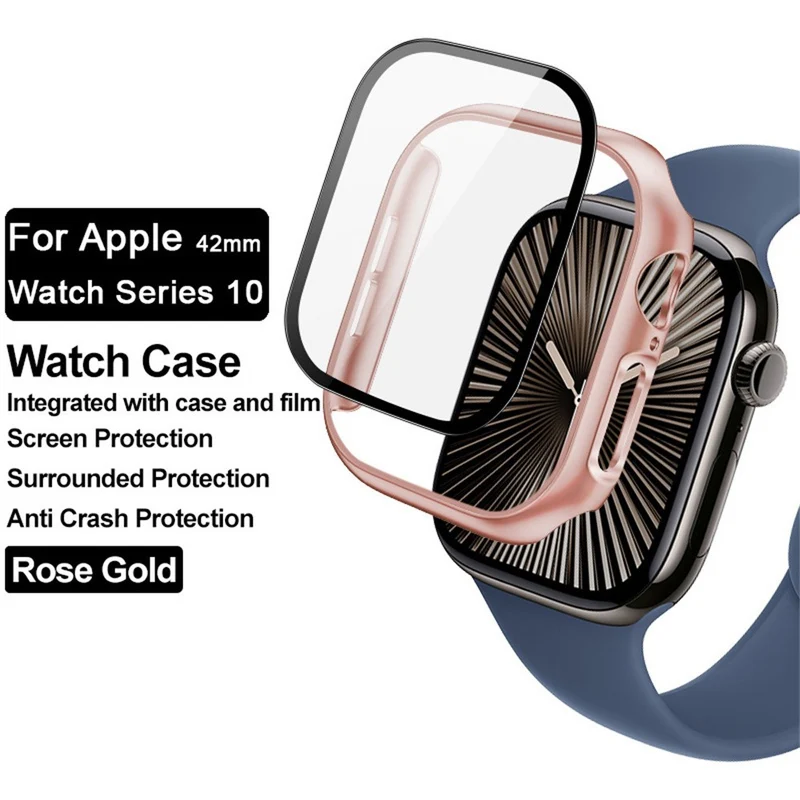 Weich Apple Watch Series 10 42mm Hülle mit Displayschutz in Glas und Silikon