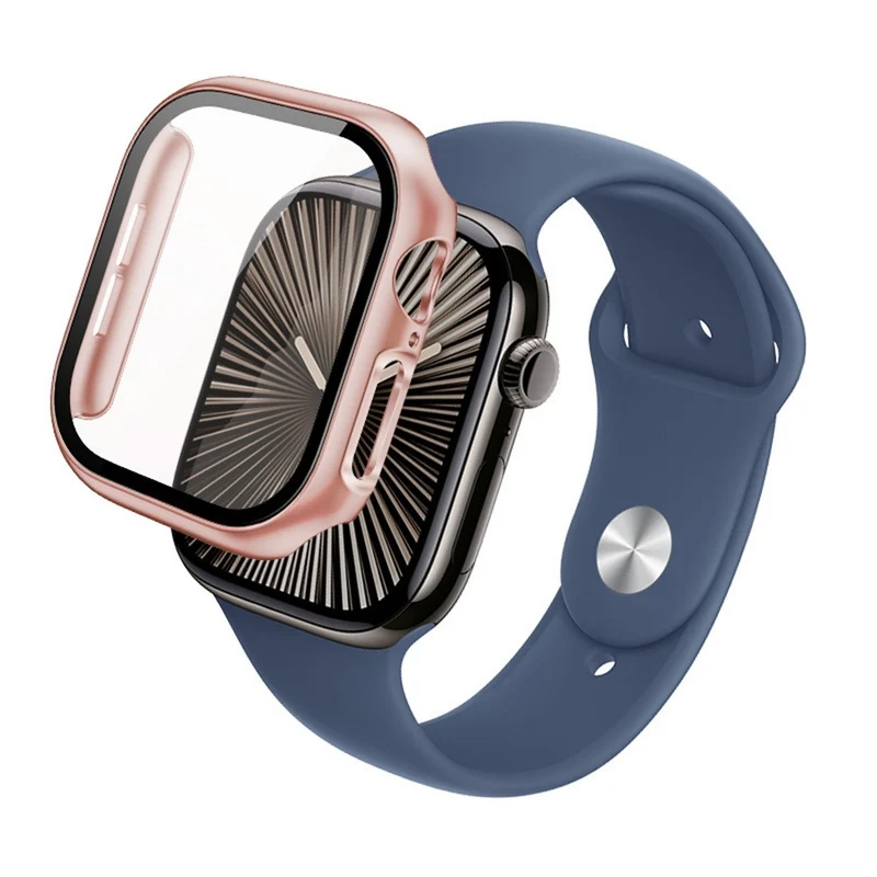Weich Apple Watch Series 10 42mm Hülle mit Displayschutz in Glas und Silikon