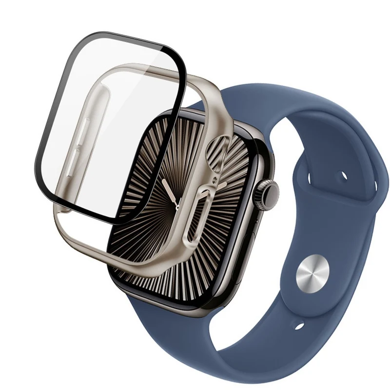 Weich Apple Watch Series 10 42mm Hülle mit Displayschutz in Glas und Silikon
