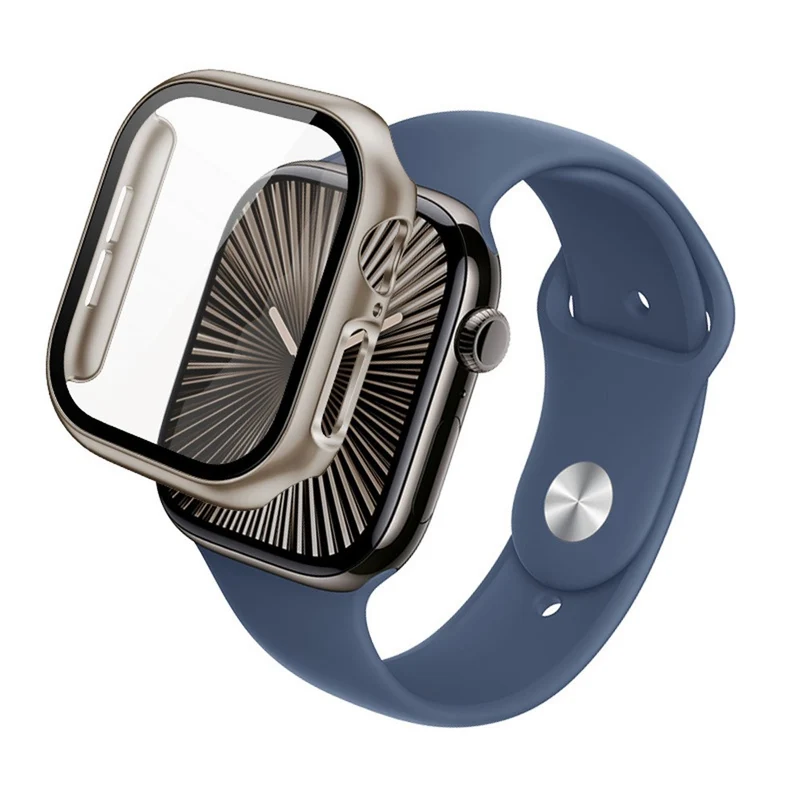 Weich Apple Watch Series 10 42mm Hülle mit Displayschutz in Glas und Silikon