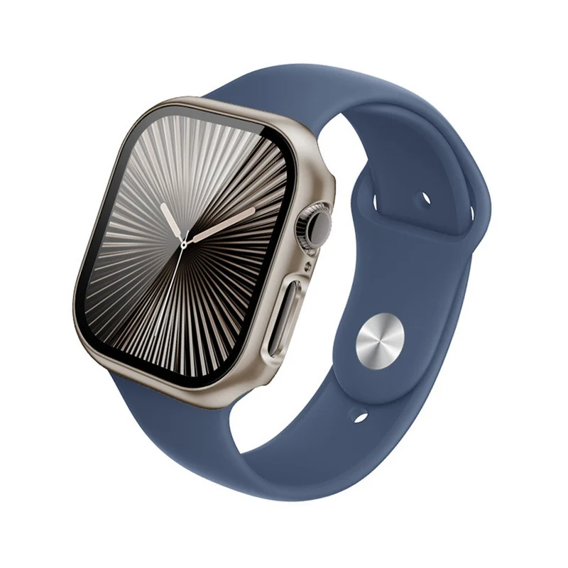Weich Apple Watch Series 10 42mm Hülle mit Displayschutz in Glas und Silikon