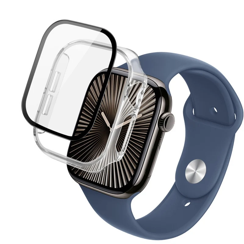 Weich Apple Watch Series 10 42mm Hülle mit Displayschutz in Glas und Silikon