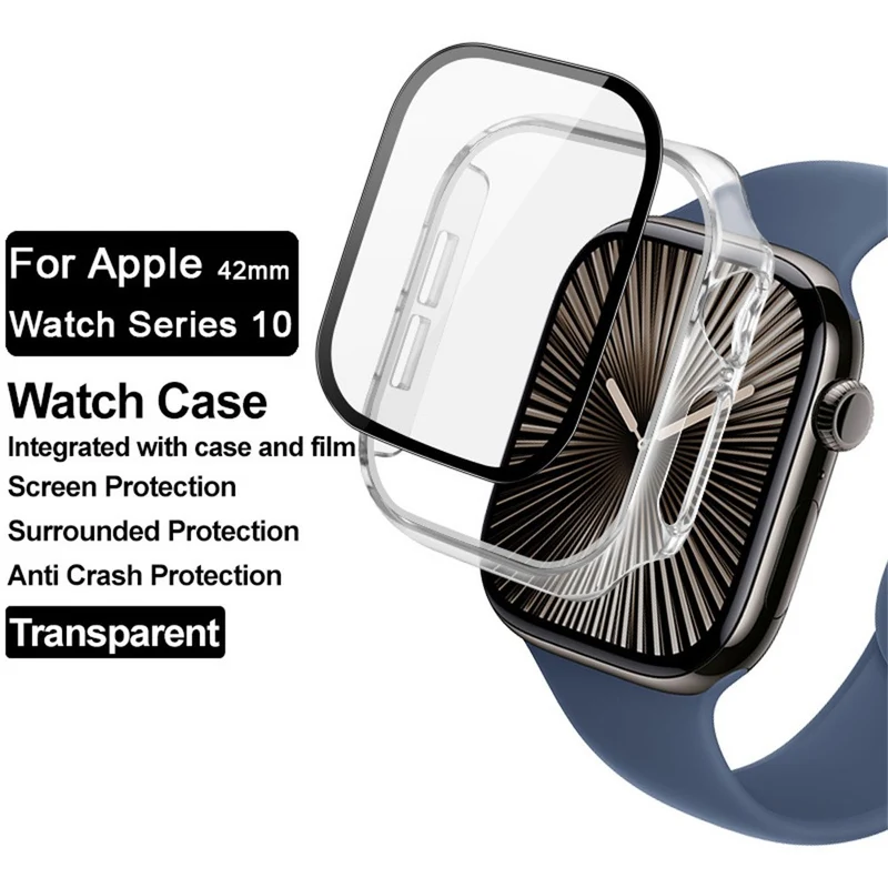 Weich Apple Watch Series 10 42mm Hülle mit Displayschutz in Glas und Silikon