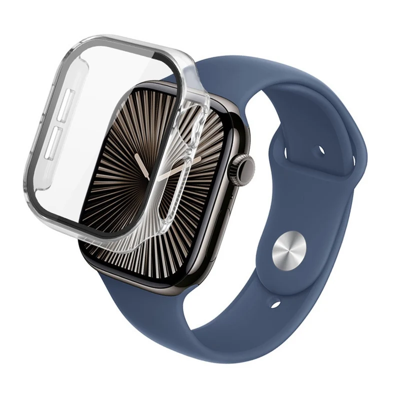 Weich Apple Watch Series 10 42mm Hülle mit Displayschutz in Glas und Silikon