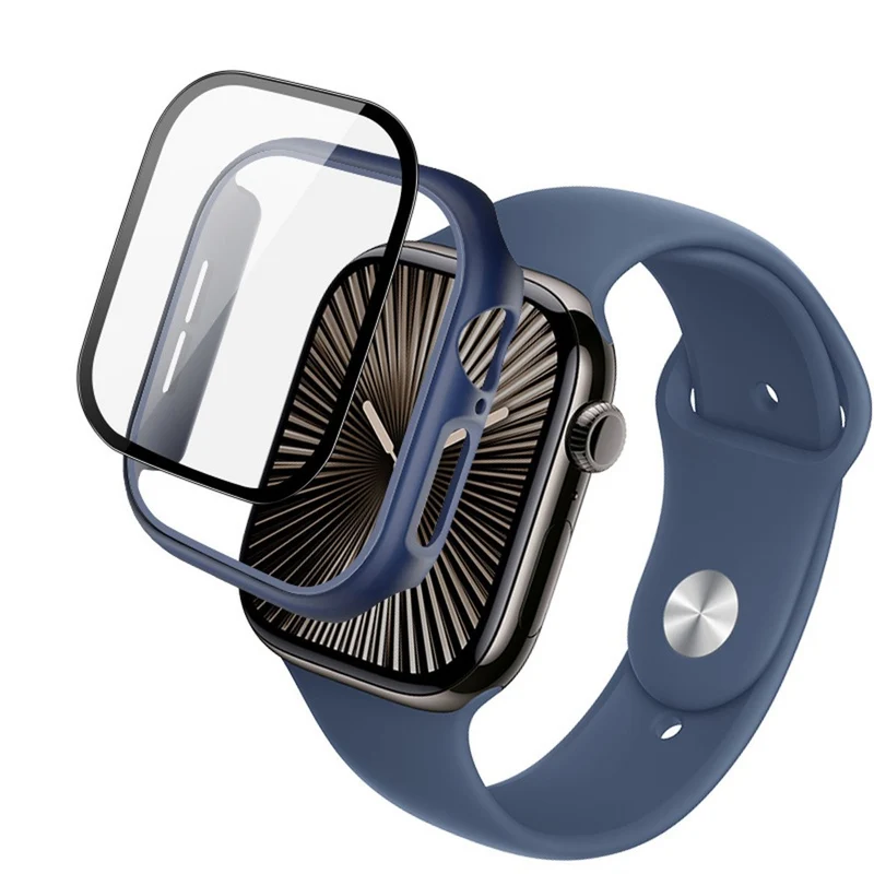 Weich Apple Watch Series 10 42mm Hülle mit Displayschutz in Glas und Silikon