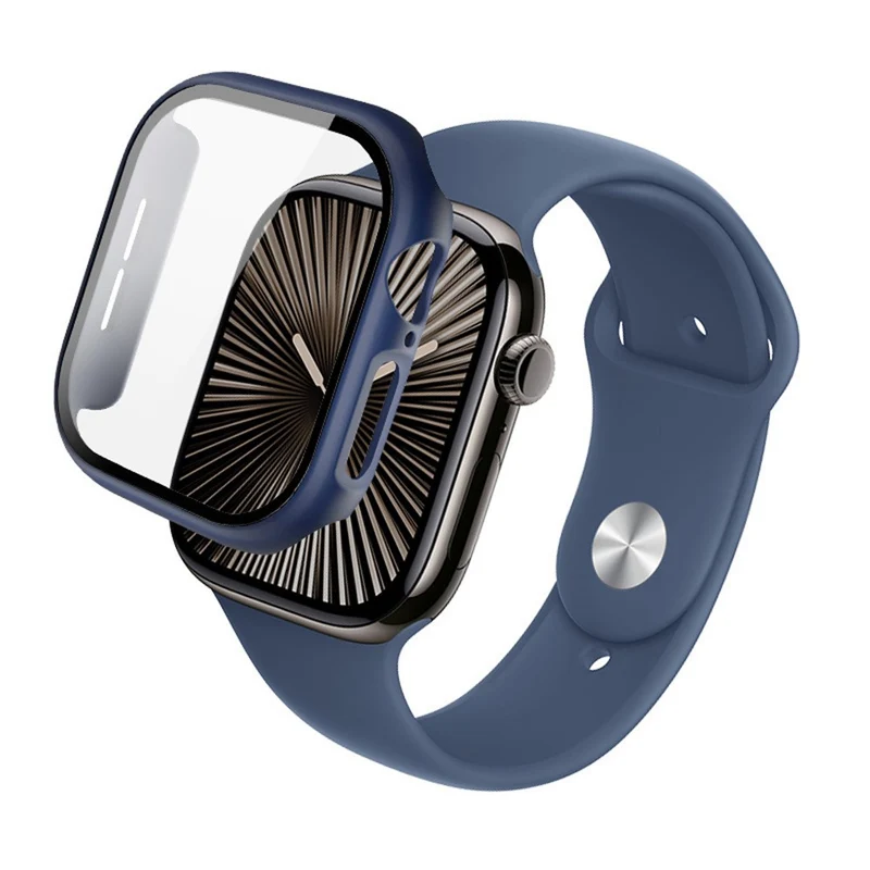 Weich Apple Watch Series 10 42mm Hülle mit Displayschutz in Glas und Silikon
