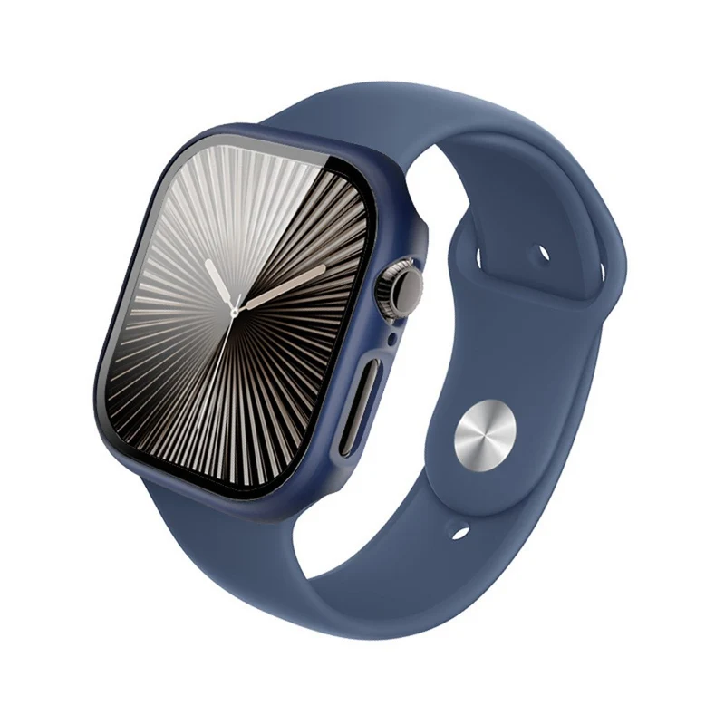 Weich Apple Watch Series 10 42mm Hülle mit Displayschutz in Glas und Silikon
