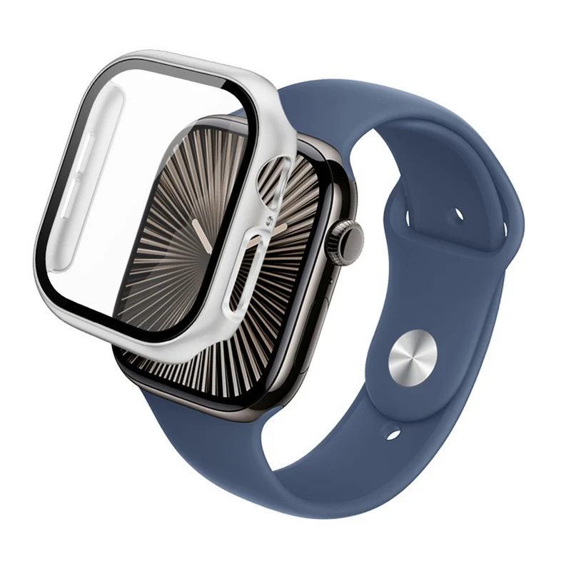 Weich Apple Watch Series 10 42mm Hülle mit Displayschutz in Glas und Silikon