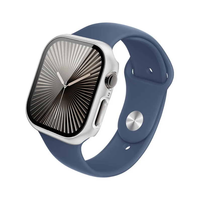Weich Apple Watch Series 10 42mm Hülle mit Displayschutz in Glas und Silikon