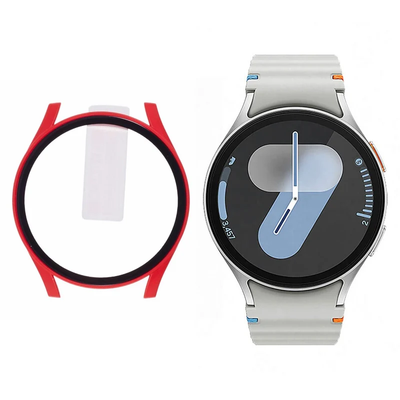 Weich Samsung Galaxy Watch 7 44mm Hülle mit Displayschutz in Glas und Silikon