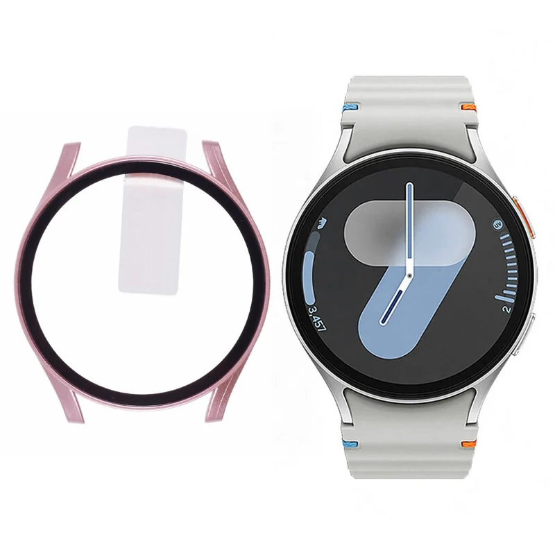 Weich Samsung Galaxy Watch 7 44mm Hülle mit Displayschutz in Glas und Silikon