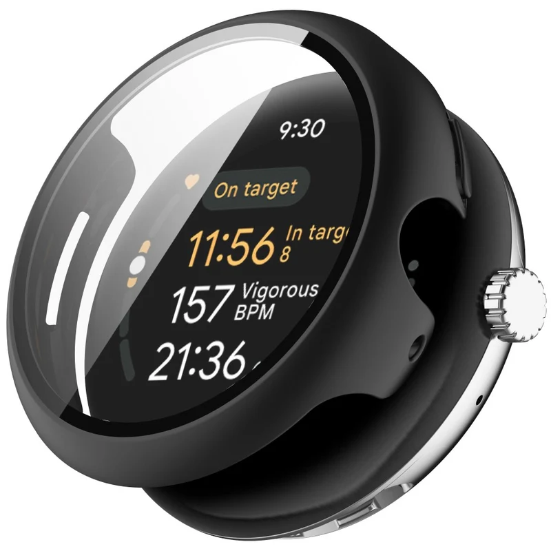 Schützend Google Pixel Watch 3 XL 45mm Hülle mit Displayschutz in Glas und Silikon