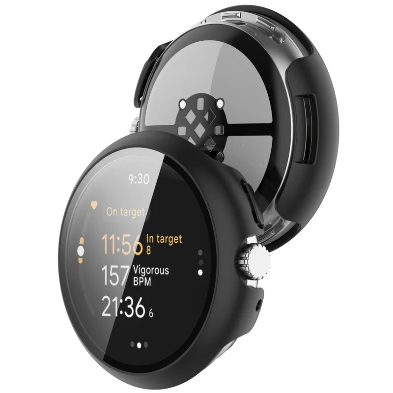 Schützend Google Pixel Watch 3 XL 45mm Hülle mit Displayschutz in Glas und Silikon