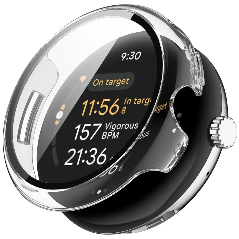 Schützend Google Pixel Watch 3 XL 45mm Hülle mit Displayschutz in Glas und Silikon