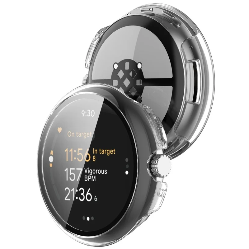 Schützend Google Pixel Watch 3 XL 45mm Hülle mit Displayschutz in Glas und Silikon