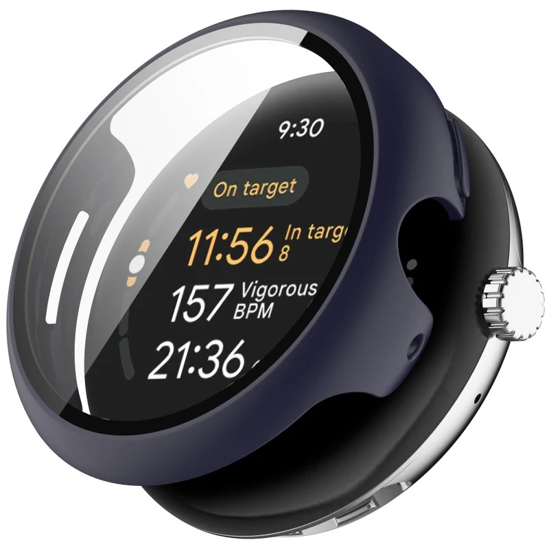 Schützend Google Pixel Watch 3 XL 45mm Hülle mit Displayschutz in Glas und Silikon