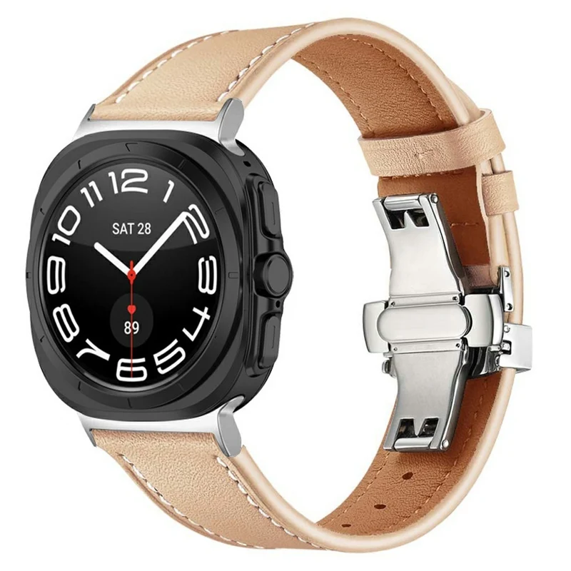 Dauerhaft Samsung Galaxy Watch Ultra 47mm Echtes Leder Armband