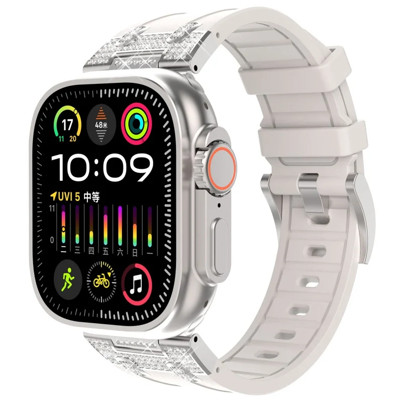 Unglaublich Angenehm Apple Smartwatch Strass Und Silikon Universell Armband