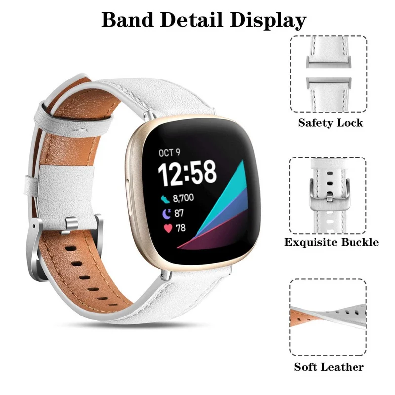 Sehr Gut Fitbit Versa 3 / Fitbit Sense Echtes Leder Armband