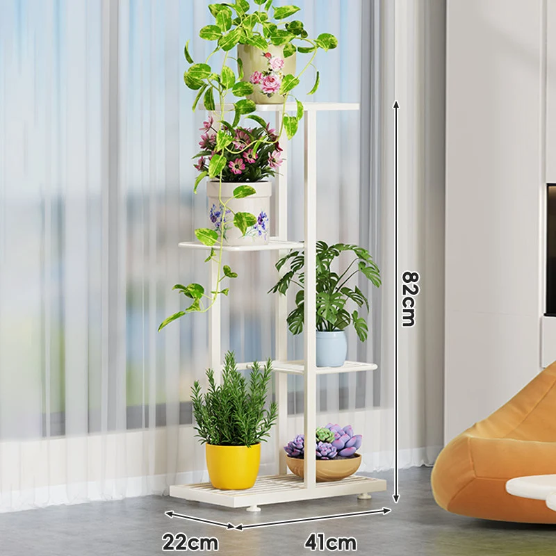 Indoor Mehrstufiger Vertikaler Pflanzenständer mit Lattenboden und gestuften Regalen