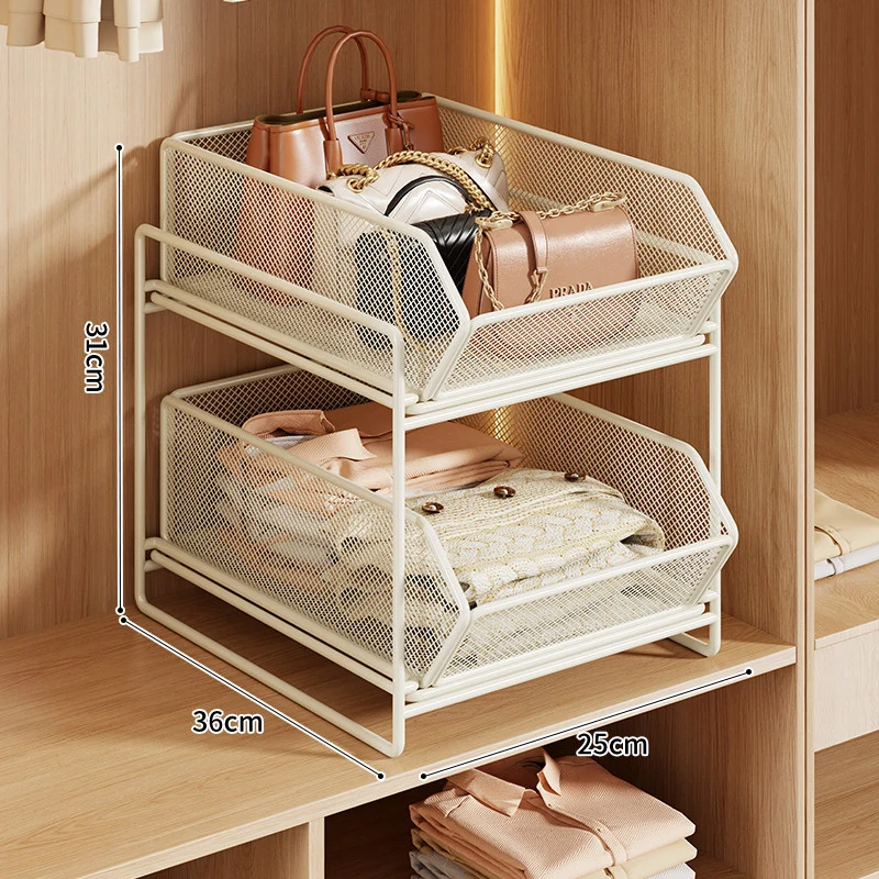 Doppel-Layer Metall-Mesh Ausziehbarer Kleiderschrank-Organizer für Handtaschen und gefaltete Kleidung