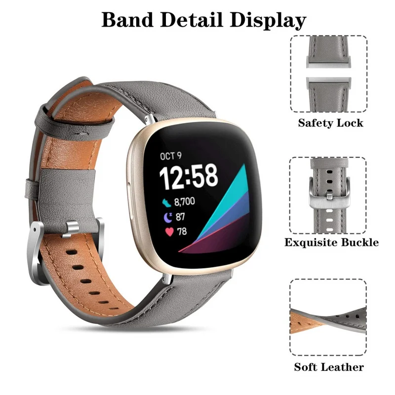 Sehr Bequem Fitbit Versa 4 / Fitbit Sense 2 Echtes Leder Universell Armband