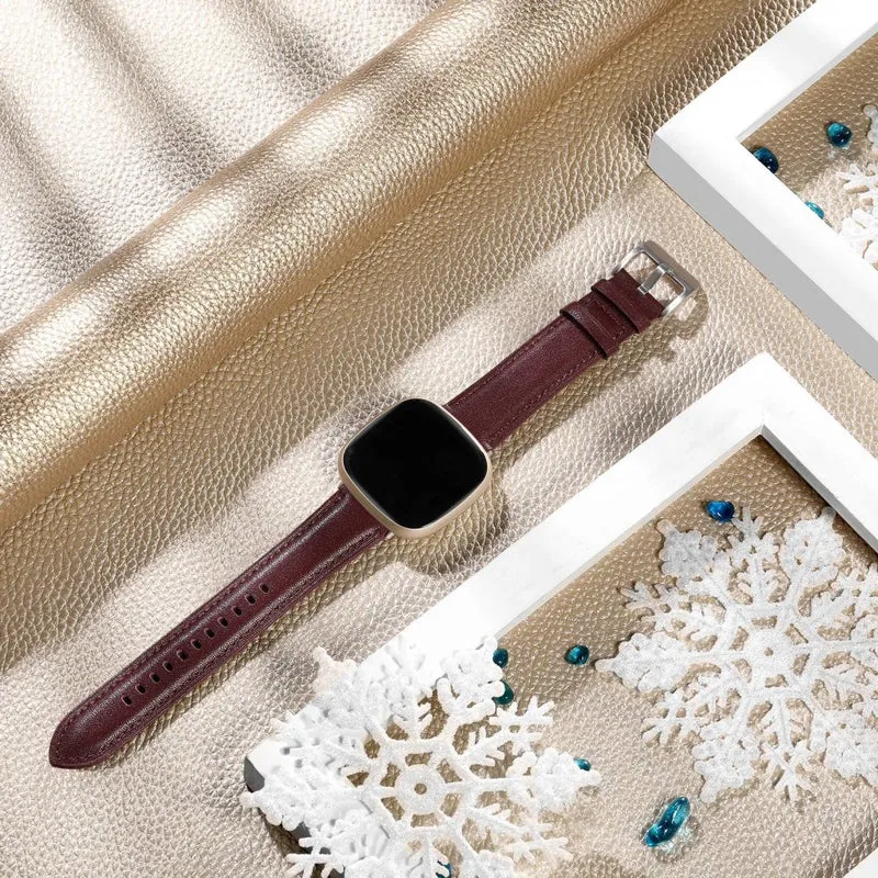 Sehr Bequem Fitbit Versa 4 / Fitbit Sense 2 Echtes Leder Universell Armband