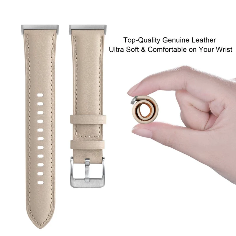 Sehr Bequem Fitbit Versa 4 / Fitbit Sense 2 Echtes Leder Universell Armband
