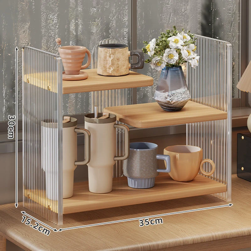 Kompakter zweistufiger Acryl-Thekenbecher- und Tassen-Organizer