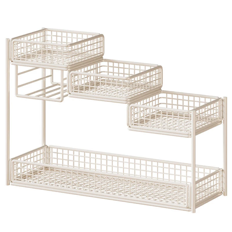 Mehrstufiger Mesh-Theken-Make-up- und Hautpflege-Organizer mit Taschenschlitz