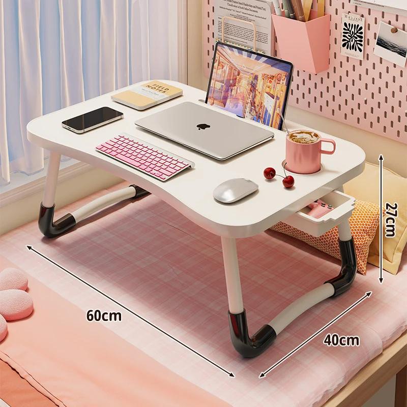 Faltbarer tragbarer Bett-Laptop-Tisch mit rundem MDF-Oberteil und verriegelbaren Klappbeinen