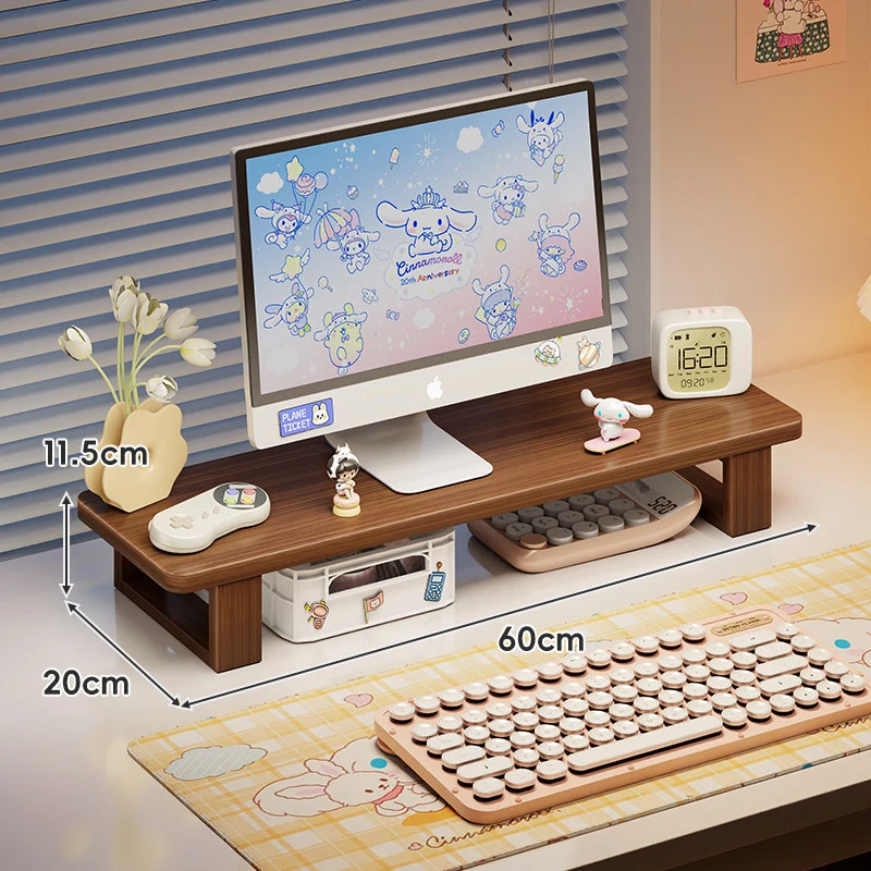 Bambus-Desktop-Monitorständer mit Unterregal-Tastaturlagerung und Kabelmanagement