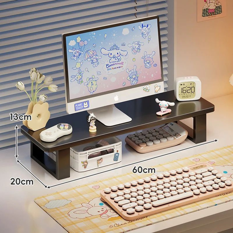 Bambus-Desktop-Monitorständer mit Unterregal-Tastaturlagerung und Kabelmanagement