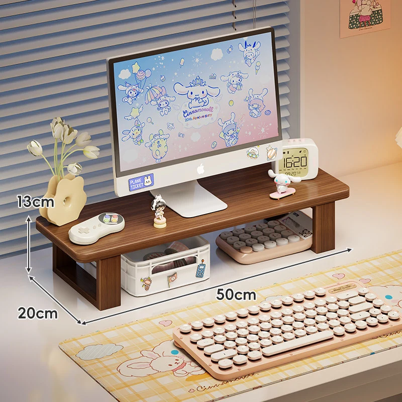 Bambus-Desktop-Monitorständer mit Unterregal-Tastaturlagerung und Kabelmanagement