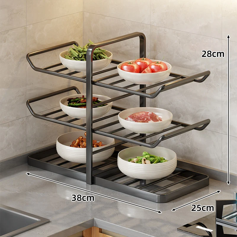 Multi-Tier Vertikaler Thekenregal für Schalen mit Tropfschale & Schrägboden-Design